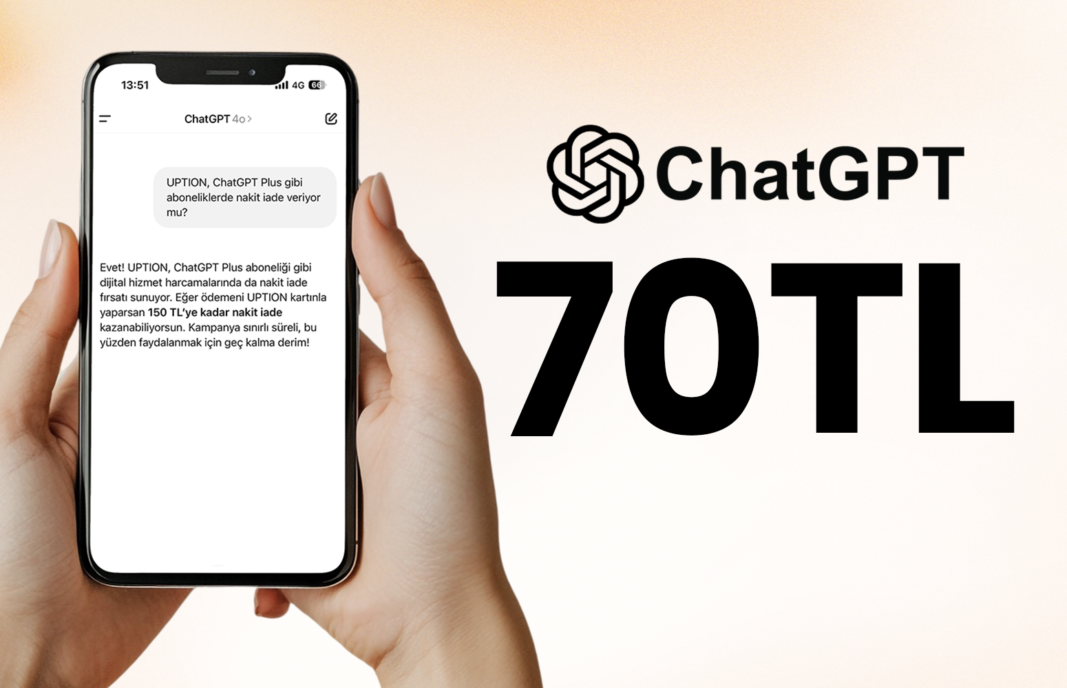ChatGPT’de 70 TL Nakit İade