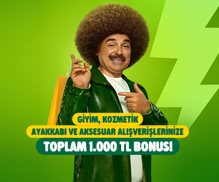 Giyim, kozmetik, ayakkabı ve aksesuar alışverişlerinize toplam 1.000 TL bonus!