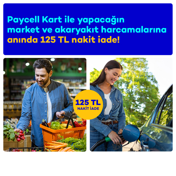 Market ve Akaryakıt Harcamana Anında 125 TL Nakit İade!
