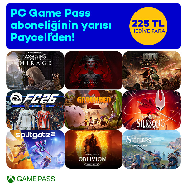 XBOX Game Pass Aboneliğinin 225 TL’ si Paycell’den!