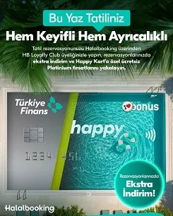 Halalbooking'den Happy Karta özel %15'e varan indirim