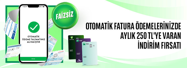 Otomatik Fatura Ödeme Talimatlarınıza %20 İndirim