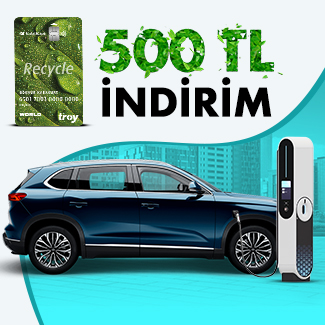 Recycle Card ile seçili elektrikli şarj istasyonu harcamalarınıza %20 indirim!