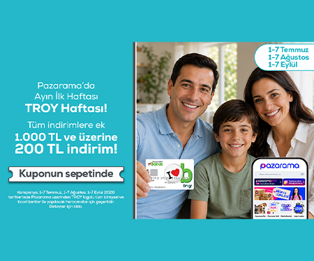 Pazarama'da Garanti BBVA TROY ile 1.000 TL'ye 200 TL indirim!