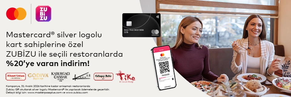Anadolubank Silver Logolu Mastercard'lı Müşterilerimize ZUBİZU ile Seçili Restoranlarda %20’ye Varan İndirim Kampanyası