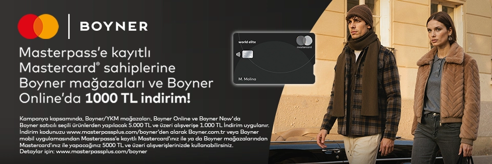 Anadolubank Mastercard sahiplerine Boyner'de geçerli 1000TL indirim kuponu hediye!