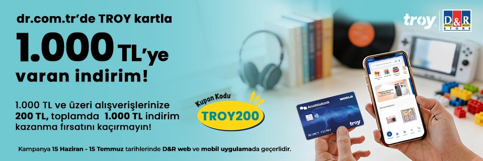 Anadolubank TROY kartla dr.com.tr ve D&R mobil uygulamasında 1.000 TL’ye varan indirim kazanın!