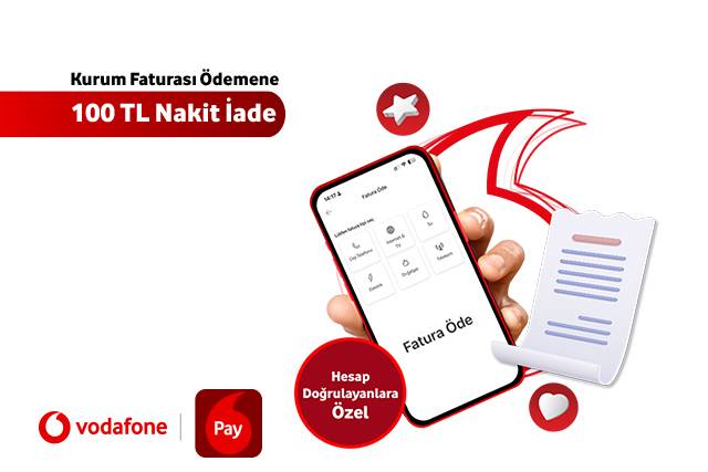 Vodafone Pay ile yapacağın Elektrik, Su ve Doğalgaz fatura ödemelerine %10 nakit iade!