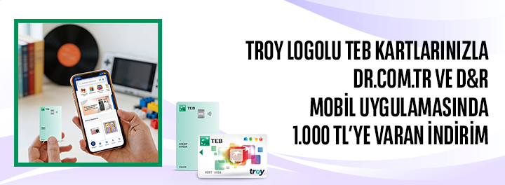 TROY Logolu TEB Kartlarınzla dr.com.tr ve D&R mobil uygulamasında 1.000 TL'ye Varan İndirim!