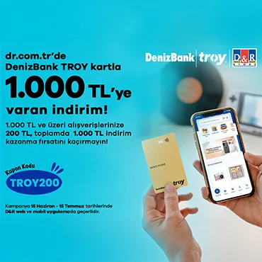 DenizBank TROY Kartınız ile dr.com.tr ve D&R Mobil Uygulamasında 1.000 TL’ye Varan İndirim Fırsatı!