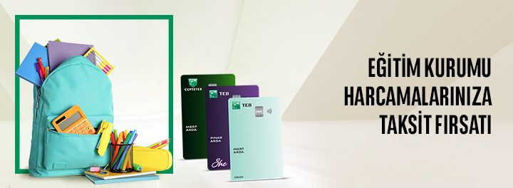 Mastercard ve Visa Logolu TEB Kredi Kartlarınızla Eğitim Kurumları Harcamalarınıza Faizsiz 4 Taksit!