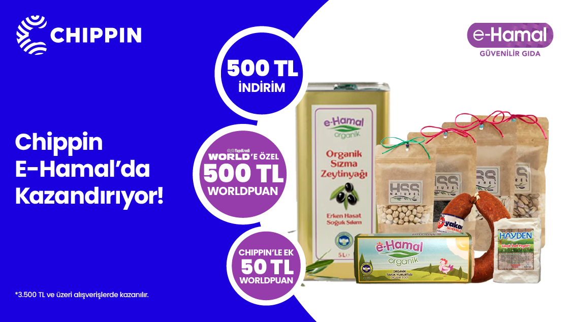 e-Hamal.com’da 3.500 TL alışverişinize 500 TL Worldpuan ve 500 TL indirim!