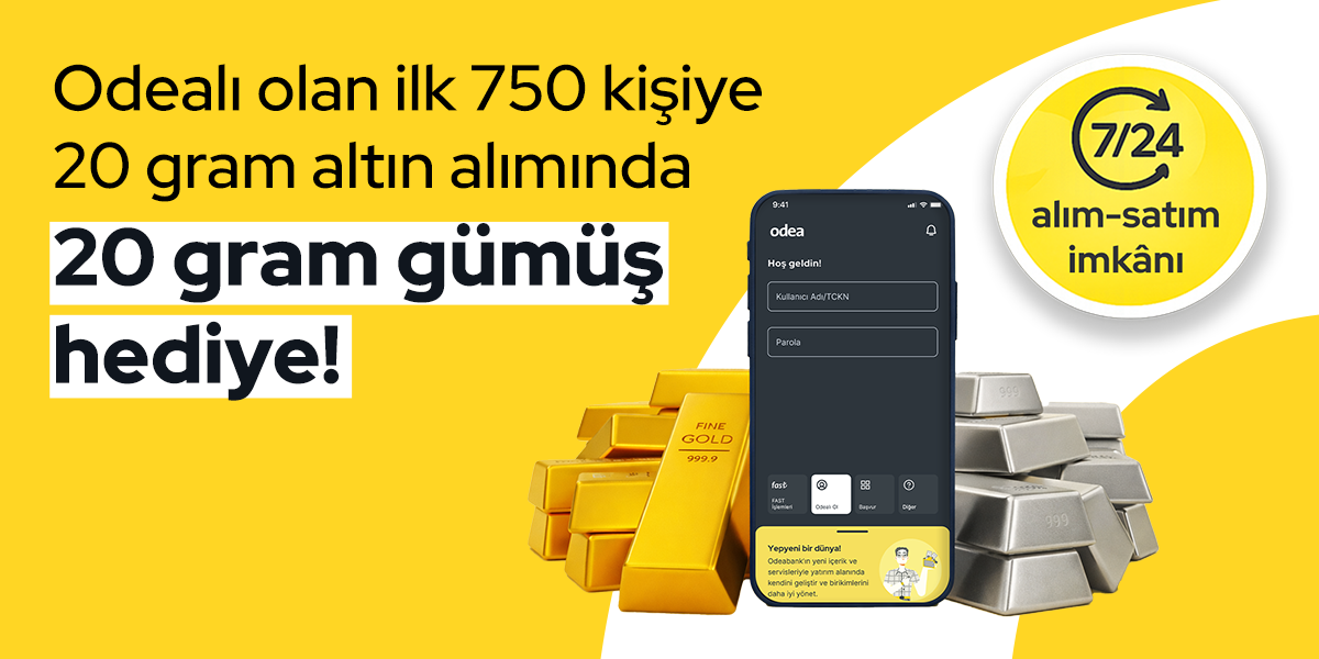 20 gram altın alımına 20 gram gümüş hediye!