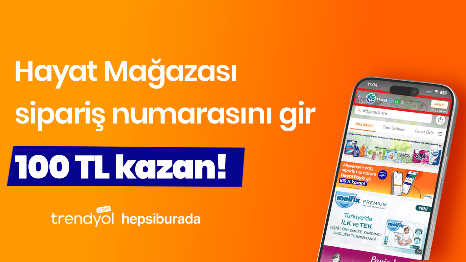 Hayat Mağazası siparişinden 100 TL kazan