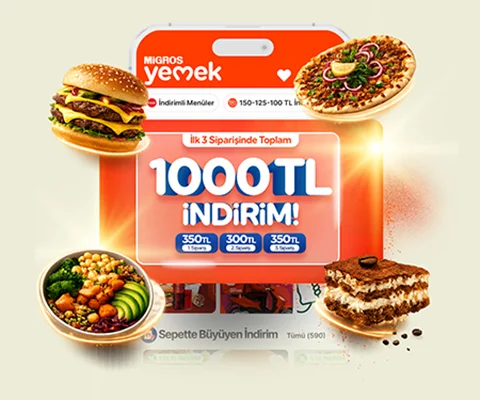 Migros Yemek'te ilk siparişinize özel 1.000 TL'ye varan indirim