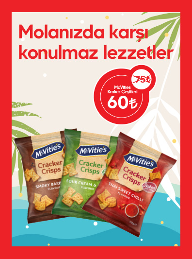 McVities Cracker Crisps 110g Çeşitleri 75 TL yerine 60 TL