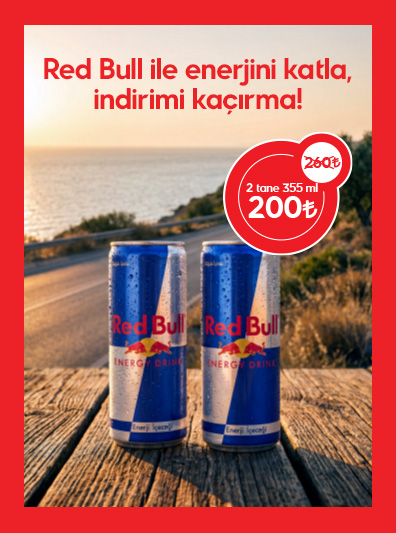 İki tane Redbull 355 ml 260 TL yerine 200 TL