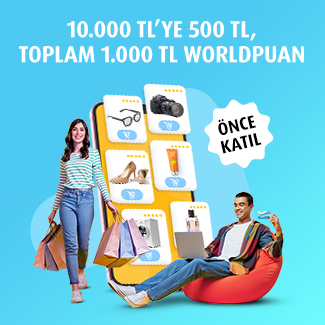 Seçili e-ticaret alışverişlerinize 1.000 TL Worldpuan!