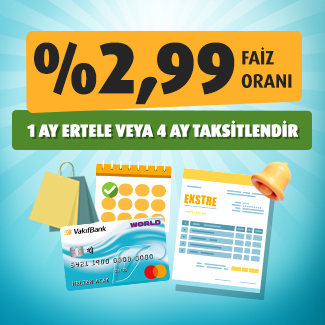 Ekstrelerinizi aylık %2,99 faiz oranıyla 1 ay erteleyebilir veya 4 aya kadar taksitlendirebilirsiniz!