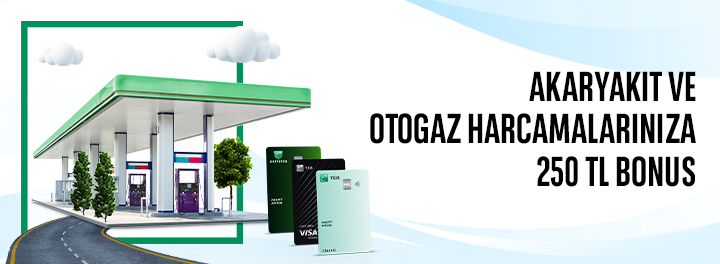 TEB Bireysel Kredi Kartları ile Akaryakıt ve Otogaz Harcamanıza 250 TL Bonus!
