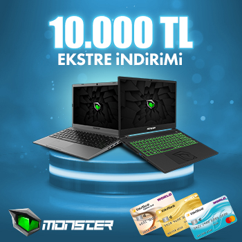 Monster'dan yapacağınız 70.000 TL alışverişinize 10.000 TL ekstre indirimi!