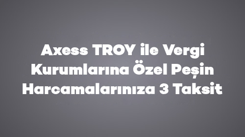 Axess Business TROY ile Vergi Kurumlarına Özel Peşin Harcamalarınıza 3 Taksit