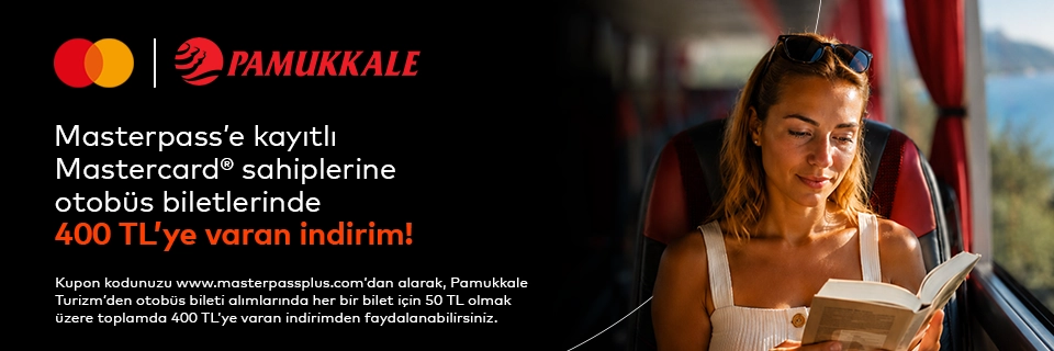 Masterpass'e kayıtlı Anadolubank Mastercard sahiplerine Pamukkale Turizm üzerinden otobüs bileti alımlarında geçerli 400 TL'ye varan indirim!